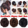 Women Natural Rubber Band Hairpieces Drawstring Fake Hair Curly Chignon Synthetic hair Messy Hair Donut Bun Elastic Band. 