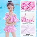 Western Style Split New Bikini Primary School Student Swimsuit 2024 Cute Summer Quick-Drying Medium and Large Children Girls Baby. 