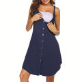 Yfashion Women's Sleeveless Maternity Dress Nursing Breastfeeding Solid Color Dresses Breathable Loose Casual Dress. 