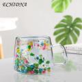 Dried Flowers Coffee Mugs with Handles Handcrafted Floral Glass Tea Cups Elegant Heat Resistant Coffee Mugs with Real Dried Flowers Perfect for Sipping in Style Floral Design Glass Mug. 