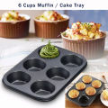 QP 6 Cups Muffin Pan Set, 2 Pack Bakeware Non-Stick Cupcake Baking Pan Heavy Duty Carbon Steel Muffin Tins Baking Tray for Cakes. 
