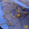 Gold Plated 18/24 INCH 4MM LINK Chain with sun Theme Pendent and Earrings and 04mm Bracelet Party Wedding Send it as a gift or keep it as a lovely collection. 