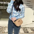 Yfashion Women Pu Leather Fashion Bag Embroidered Small Square Pouch Mini Shoulder Messenger Bag. 