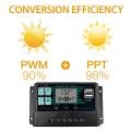 MPPT/PWM Solar Charge Controller Solar Panel Battery Intelligent Regulator Dual USB Port LCD Display 10/20/30/40/50/60/100A. 
