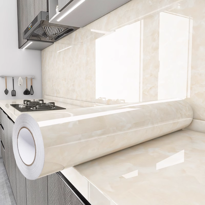 Pvc Marble Wallpaper Self Adhesive Kitchen Cabinet Oil Proof High ...