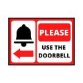 PLEASE USE THE DOOR BELL - LEFT ARROW - 07 INCH X 05 INCH - STICKER. 