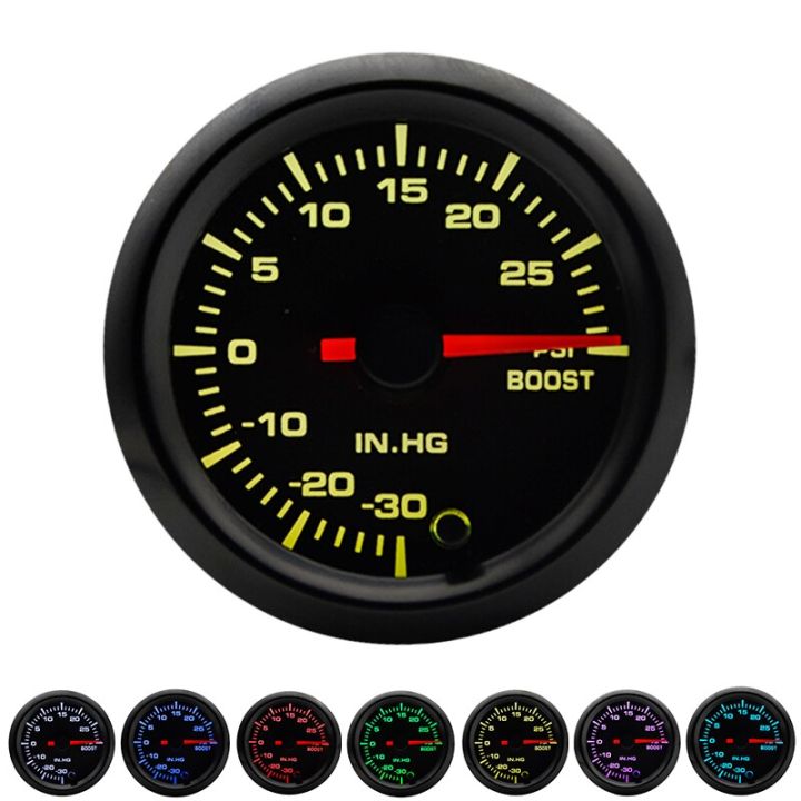 【Boost】 2" 52mm 7 LED temp/Oil pressure/Voltmeter/Air fuel ratio/EGT/Tachometer RPM Gauge +Gauge Pods