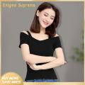 Enigma- Women T-shirt Backless Summer Solid Color Slim Pullover Top. 