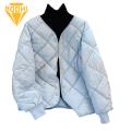 Women Cotton Coat Stylish V Neck Padded Coat for Women Warm Slim Fit Winter Jacket with Button Closure Pockets Rhombus Pattern Cotton Jacket. 