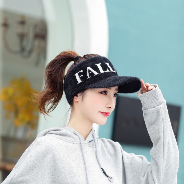 【EleganceEssence】Empty Top Sunshade Hat Autumn and Winter Duck Tongue Visors Outdoor Warm Travel Sports Sunscreen Caps