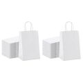 Kraft Paper Bags 50Pcs 5.9X3.14X8.2 Inches Small Paper Gift Bags White Paper Bags with Handles Paper Shopping Bags. 