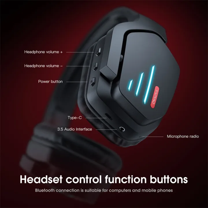 ONIKUMA%20B60%20Wireless%20Bluetooth%205.2%20Headphones%20LED%20Light%20Noise%20Reduction%20Mic%20Foldable%20Professional%20Gaming%20Lightweight%20Headset%20-%20Image%202