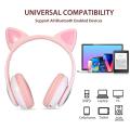 Kids Wireless Headphones Cat Ear LED Light Up Bluetooth Foldable Headphones Over Ear. 