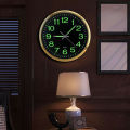 12 Inch Round Large Luminous Wall Clock Glow in the Dark Non-Ticking Indoor Decor -Golden. 