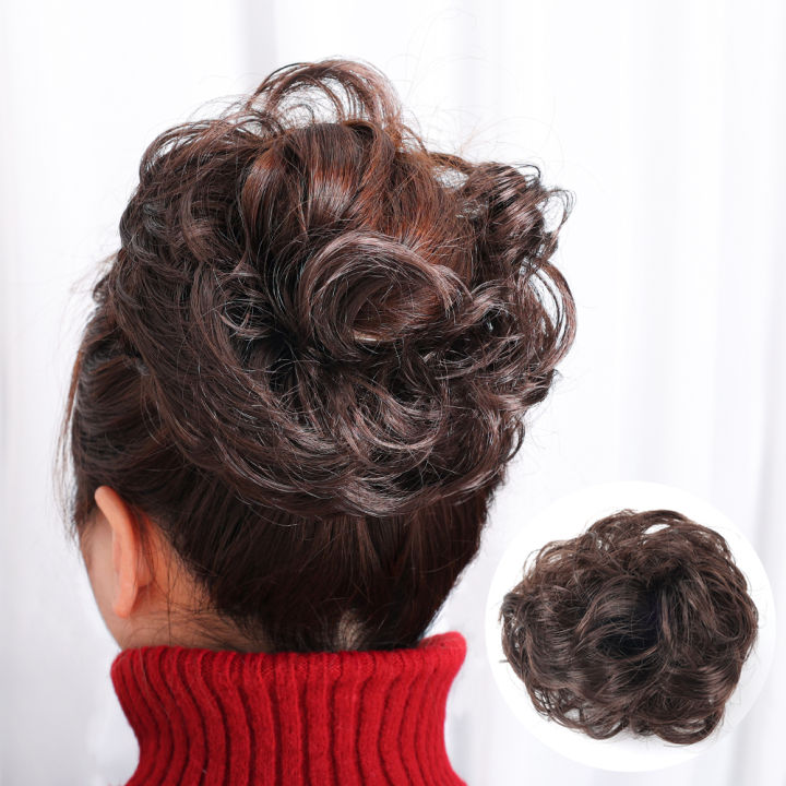 Curly Messy Bun Hair Piece Scrunchie Natural Look Wig Hair Ring Fluffy Hair Decor Girl Ponytail Hair Extension Wrap 1Pcs