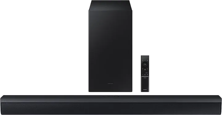 SAMSUNG HW-C450 2.1ch Soundbar w/DTS Virtual X, Subwoofer Included, Bass Boost, Adaptive Sound Lite, Game Mode, Bluetooth, Wireless Surround Sound Compatible (Newest Model)
