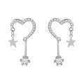 New 2023 S925 Silver Needle Heart Luxury Star Crystal Earrings. 