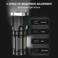 Strong Light Flashlight Camping Torch Rechargeable Multifunctional Portable Hand Lantern with 4 Lamp Beads and COB Side Light. 