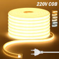 Natural/Warm Tube Light Flexible LED Waterproof Strip Neon COB Light Adjustable 220VLED Dimmer Switch Plug Kit 288 High Gloss White. 