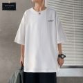 Summer Short Sleeve T T-shirt Male Half Sleeve New Fashion Brand Loose Letter Simplicity All-Match Fashion Hong Kong Style ins Five-Point Top. 