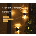 4pcs 4led Solar Wall Lamp Waterproof Up Down Luminous Night Light For Outdoor Garden Courtyard Decoration. 