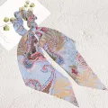 Scrunchies Women's Bohemian Hair Ties Korean Fashion Chiffon Long Bow Tie Floral Print Hair Scrunchies The Peach Lilac Jewelry. 