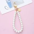 Vintage Imitatin Pearl Keychain Bag Charm Simple Wristlet Bead Key Chain for Women Cute DIY Pendant Mobile Phone Decoration. 