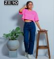 ZERO - Oversized Baggy Crop Top - Pink. 