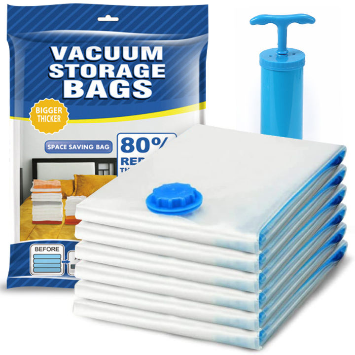 1/5/10Pcs Vacuum Bags for Storing Clothes Space Saver Vacuum Storage Bag with Hand Pump for Comforters,Blanket Storage,Bedding