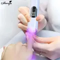 Monja White Mini Nail Dryer Portable UV Adhesive Gel Lamp Handheld USB Charging Nail Art UV LED Flashlight with LED Screen Display Quick Drying Nail Light DIY Manicure Tools. 
