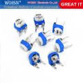 5pcs Blue and white potentiometer RM065 200R (201) horizontal adjustable potentiometer. 