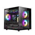 RUIX S1 BLACK Gaming PC Casing Tempered Glass Mid Tower Fish Tank Model with 5 fans support. 