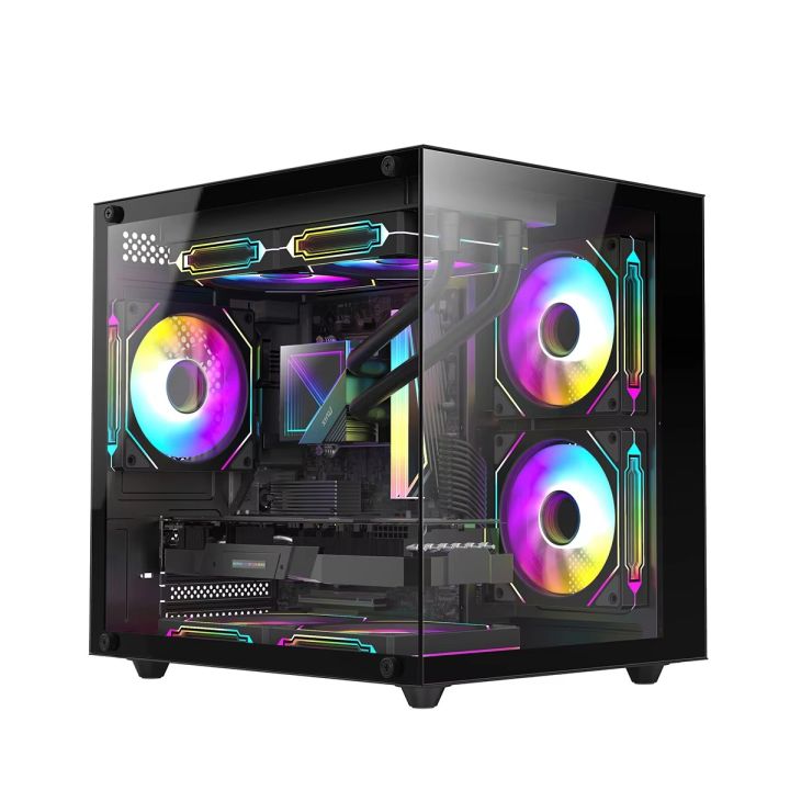 RUIX%20S1%20BLACK%20Gaming%20PC%20Casing%20Tempered%20Glass%20Mid%20Tower%20Fish%20Tank%20Model%20with%205%20fans%20support%20-%20Image%202