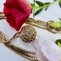 18Inch Short Gold-plated Rich look 1mm Box chain with 10mm small ball pendant with full stone for girl and women. 