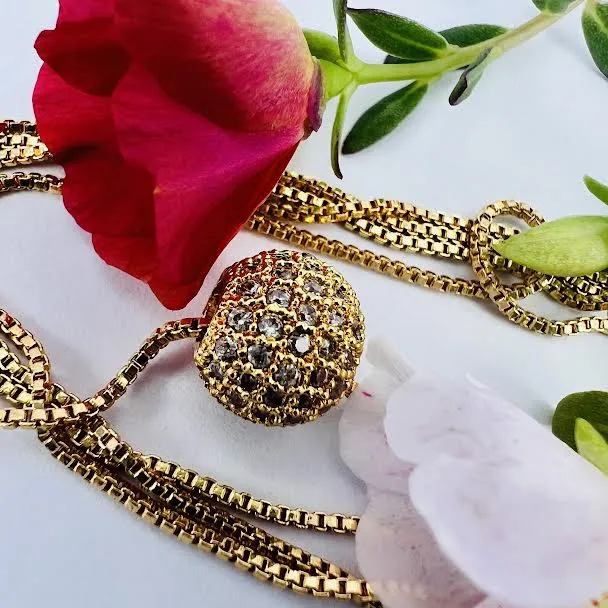 18Inch%20Short%20Gold-plated%20Rich%20look%201mm%20Box%20chain%20with%2010mm%20small%20ball%20pendant%20with%20full%20stone%20for%20girl%20and%20women%20-%20Image%208