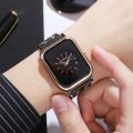 Black & Rose Mix Two Tone Stainless Steel Luxury Ladies Watch Quartz Analog Business Chain Casual Wrist Dial Square Watches For Women Girls PT. 