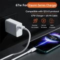 67W Original USB Fast Charger for Xiaomi 14 13 12 11 10 Ultra Redmi Note 12T 13 Pro Turbo Quick Charge Type C USB Charging Cable. 