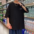 Summer Short Sleeve T T-shirt Male Half Sleeve New Fashion Brand Loose Letter Simplicity All-Match Fashion Hong Kong Style ins Five-Point Top. 