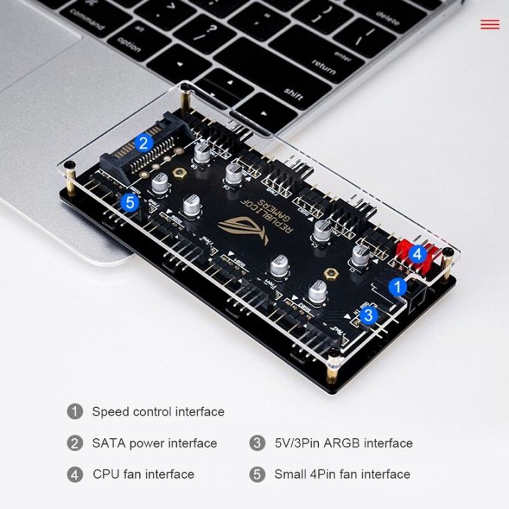 PWM Control+PWM TEMP. Speed Adjustable 2 In 1, 12V 4Pin Controller, M/B ...