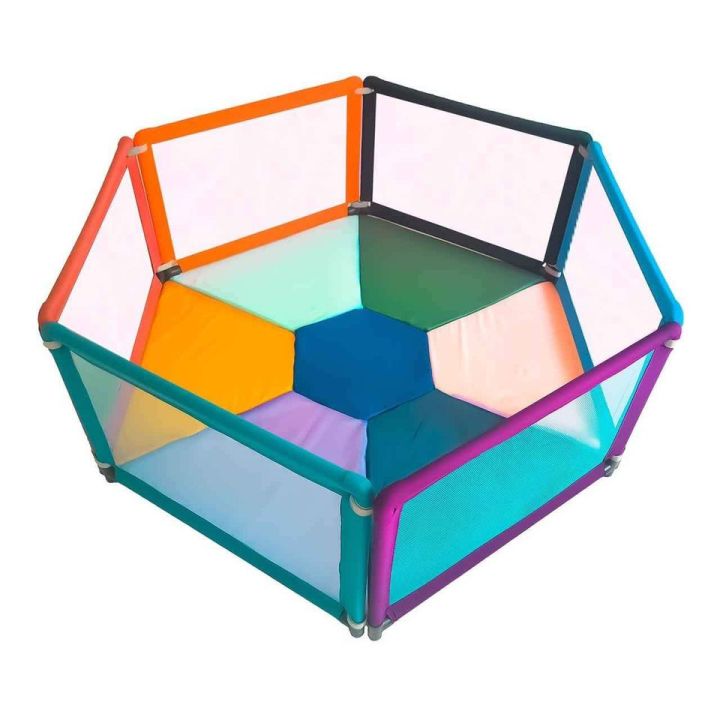 Baby Play Pen with Mattress 6 Panel Play pen Free 25 Balls Sturdy Frame 6 Panels 24" (H) x 36" (L)