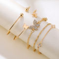 5PC New Bohemian Elegance Open Bracelets Rhinestone Butterfly Bracelet Girl Gift MJK. 