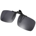 Polarized Rimless Rectangle Gray Lens Flip Up Clip on Sunglasses Eyeglass. 