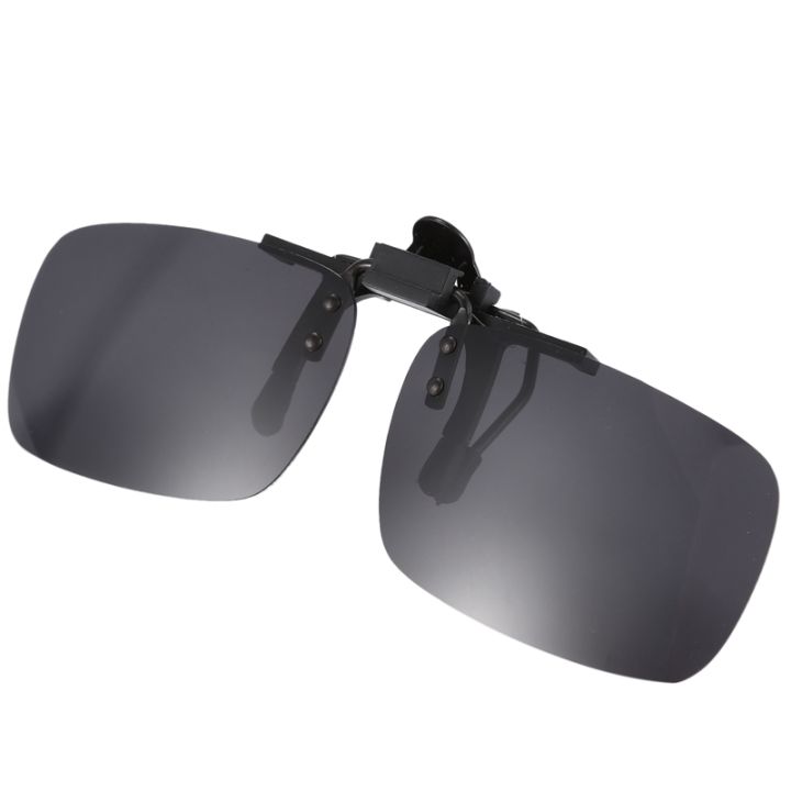 Polarized%20Rimless%20Rectangle%20Gray%20Lens%20Flip%20Up%20Clip%20on%20Sunglasses%20Eyeglass%20-%20Image%208