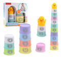 Folding & Stacking Cups with Duck for Kids (11 Pieces) - Baby Educational Nesting Toy by ZinZen. 