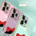 Luxury 6D Plating Soft Casing Silicone Square Frame Phone Case For Realme 8 5G Case Shiny Bling Back Cover Cartoon Cute Bow Girl Square Edge Pattern Design Soft Case + Free Lanyard. 