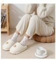 2022 Winter New Cotton Slippers Indoor Thickening Warm Cotton Shoes Solid Color Cartoon Embroidery Home Non-slip Women Slippers. 