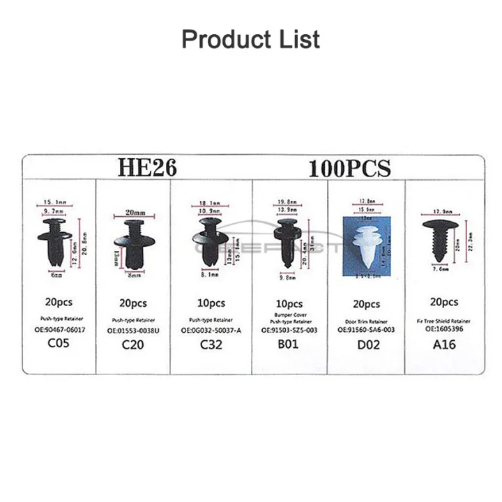 Geepact%20100%20PCS%20Fastener%20Clip%20Car%20Clip%20Plastic%20Car%20Rivet%206%20Sizes%20Universal%20Fender%20Bumper%20Rivet%20Mixed%20Car%20Body%20Push%20Retainer%20Pin%20Rivet%20Bumper%20Door%20Trim%20Panel%20Retainer%20Fastener%20Kit%20-%20Image%205