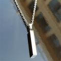 Men’s Geometric Spiral Rectangle Pendant Necklace, Stainless Steel Fashion Jewelry. 