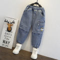 Children's Jeans Spring and Autumn Blue Denim Long Pants Kids Boys Cargo Jeans Toddler Baby Boy Trousers Casual 2-6y. 