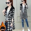 No Pilling, No Fading ] Spring and Autumn Shirt Plaid Mid-Length Coat Women's Long Sleeve Western Style Women's. 